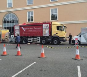 Fast Floor Screed Ltd on location with the Mobile Screed Factory City West Hotel Self Build Show